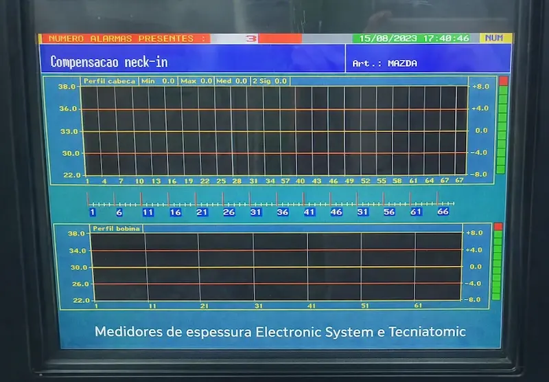 Interfase medidora de espessura sendo inspecionada durante serviço