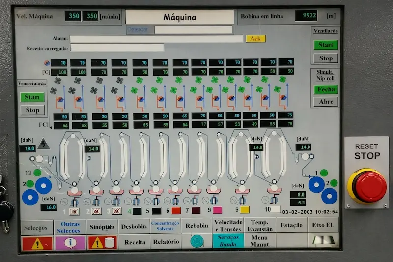 Software de controle de máquina durante manutenção